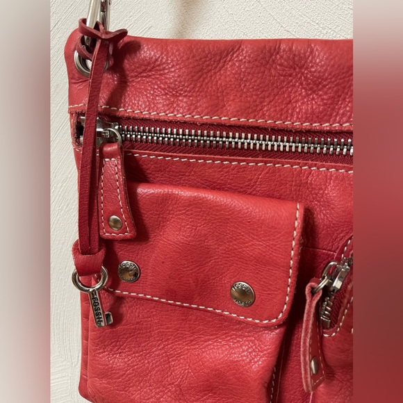 Fossil Sutter RED Leather Cross-body Handbag ZB2340 Great Quality! - Picture 3 of 9